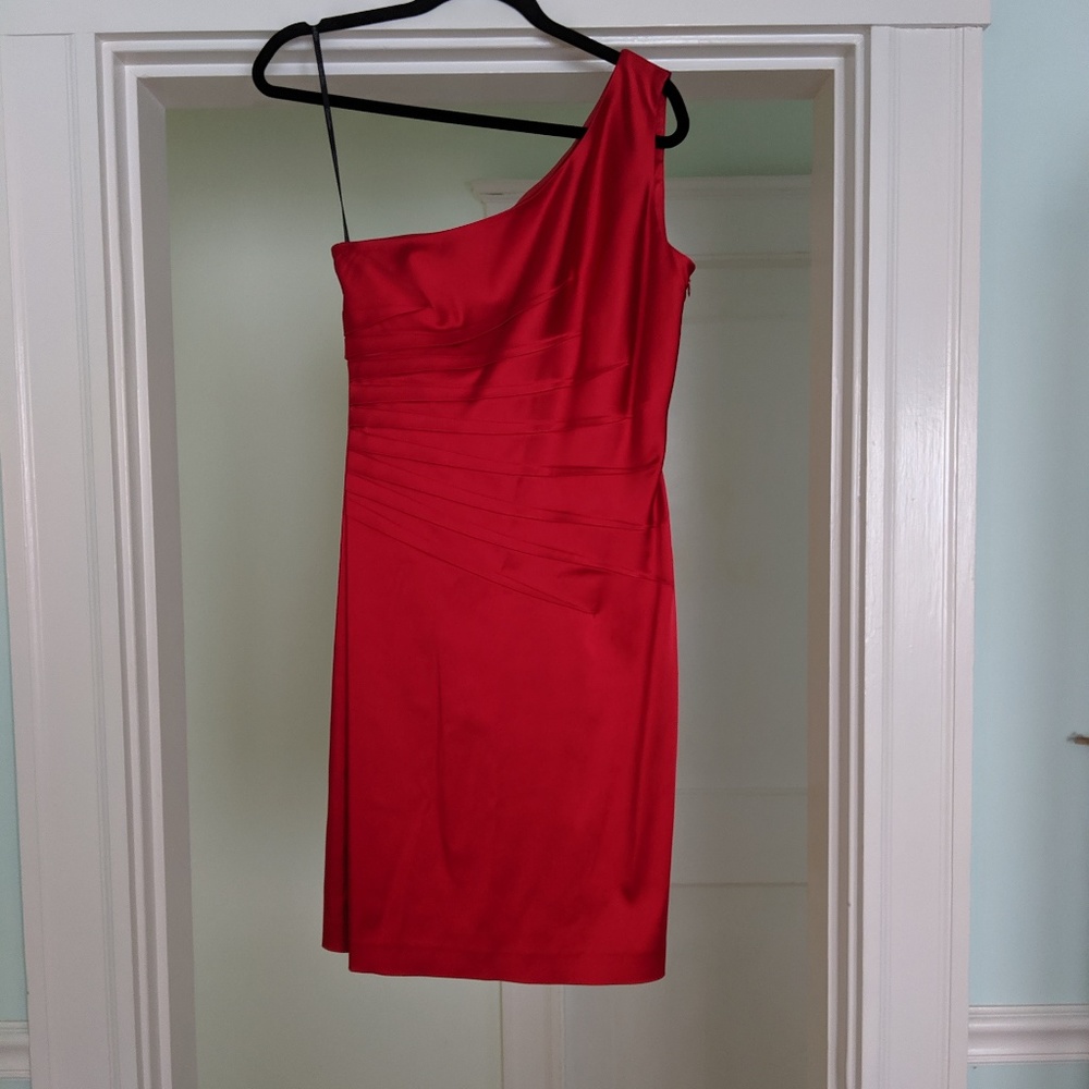 Calvin Klein Red One Shoulder Cocktail Dress